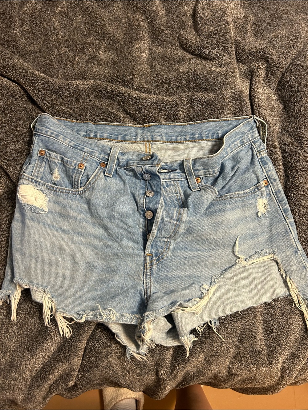 Levi's Light Blue Distressed Cutoff Denim Shorts
